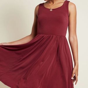 ModCloth Simple Swish Dress Burgundy Size Small